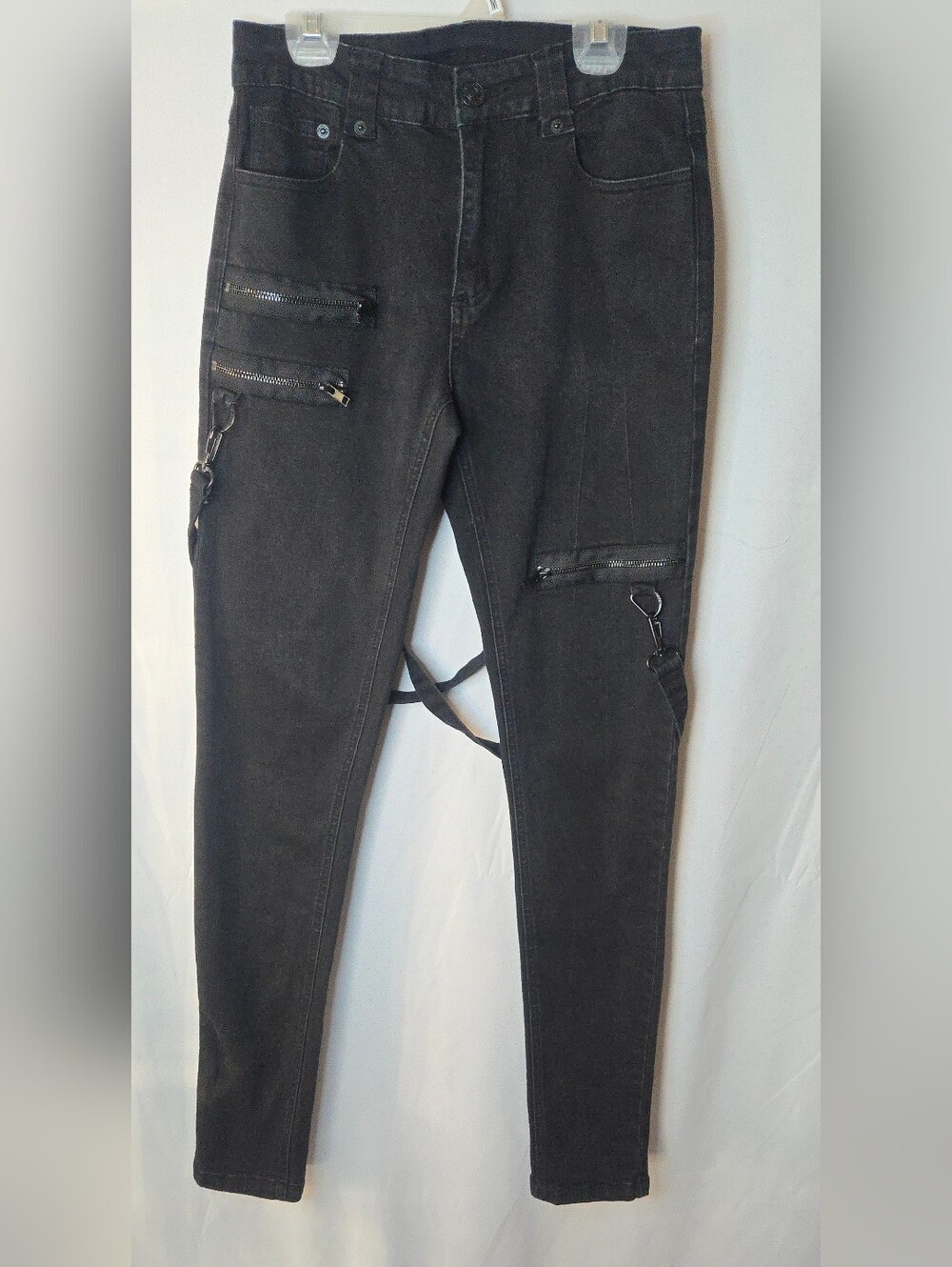 Killstar Demetrius Black Cargo-Style Skinny Goth Punk Jeans Men's XS